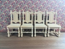 Dollhouse Miniature Set of 4 Unfinished Wood Dining Room Chairs 1:12 Scale Dining Room Set / Set price
