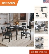 Dining Table Set for 4, Extendable Kitchen Table Cushion Chairs Set of 4, Rec... Dining Room Set / Set price