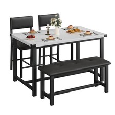 4-Piece Farmhouse Dining Table Kitchen Table with Upholstered Bench & 2 Chairs Dining Room Set / Set price