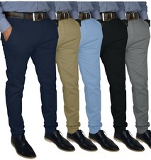 Mens Slim FIT Stretch Chino Trousers Casual Flat Front Flex Classic Full Pants Men's Pants price