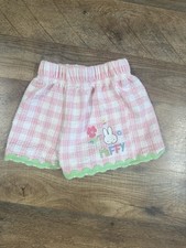 Miffy Baby Bloomer Shorts 12M Pink/White Plaid Green Trim Elastic Waist Baby Shorts price