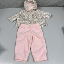 Carters Girls Pink Fuzzy Hoodie Leopard Print w/ Pink Pants Polyester Size 9 mo Baby Pants price