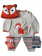 Gymboree Baby Fox Knit Outfit Set Sweater Pants Hat Socks 3-6 Months Baby Pants price