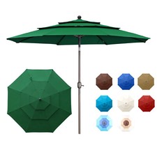 Aoodor 10ft 3 Tier Patio Umbrella Dining Table Outdoor Market Umbrella w/Crank Umbrellas price