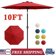 10 FT Outdoor Patio Umbrella w/ Button Tilt & Crank & 8 Ribs Yard Table Umbrella Umbrellas price