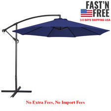 Renwick 10 Ft Patio Offset Umbrella with Crank and Base Stand, Navy Blue, NEW US Umbrellas price