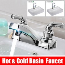 4" Chrome Basin Sink Faucet Plastic Mixer Tap Kitchen Sink Faucet Dual Handles Musluklar price