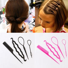 4Pcs Hair French Braid Topsy Tail Clip Styling Stick DIY Bun Maker Tool Toka, Taç & Saç Bandı price