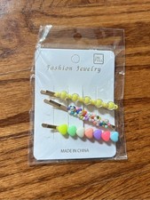 UNIFULL Pastel Heart & Beaded Hair Clip Set 3-Pack Gold Tone Toka, Taç & Saç Bandı price