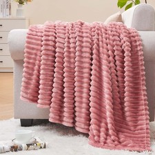 Fleece Throw Blanket for Couch – 3D Ribbed Jacquard Soft and Warm Decorative Koltuk Şalı price