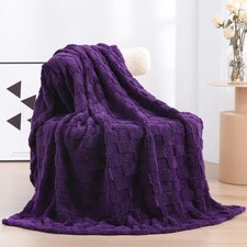 Deep Purple Fleece Throw Blanket 50×60 for Couch Sofa Bed,Super Soft Cozy Plush Koltuk Şalı price