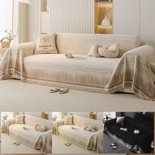 Ultra Soft Chenille Couch Cover Throw Blanket Textured Sofa Slipcover w/ Tassels Koltuk Şalı price