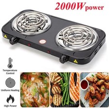 Portable Kitchen Electric Double Burner Hot Plate Cooktop Cooking Stove 2000W Ocaklar price