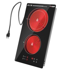 12" Electric Ceramic Cooktop 2 Burners Built-in Glass Stove Touch Control 110V Ocaklar price