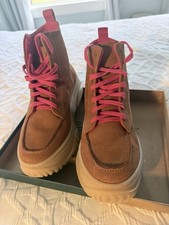OTBT Women’s Brown Ankle Boots Brown Leather with Lace-Up Pink, Rubber Sole Kadın Botları price
