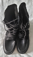 UNLTD. Women’s Black Combat Ankle Boots Faux Fur Lined Lace-Up Round Toe 10 Kadın Botları price