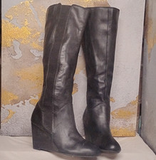 Franco Sarto Women’s Knee-High Boots Black Solid Round Toe Wedge Size 7 Kadın Botları price
