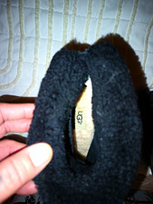 UGG Women’s Black Suede Ankle Wedge Boots Faux Fur Cuff Pull-On Size 7 Kadın Botları price