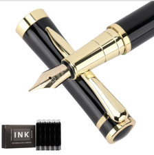 Luxury Fountain Pen FREE Case Business Writing Gift Ink Black Fountain Pen price