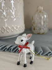 Vintage Style Reindeer Deer Fawn Ornament White 1950's 1960's Retro Christmas Yılbaşı Süs ve Aksesuarları price