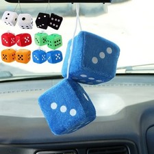 Car Colorful Soft Spotty Furry Fluffy Hanging Mirror Decor Dice Fuzzy Prom US Yılbaşı Süs ve Aksesuarları price