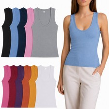 12 Pack Womens Tank Top Basic Ribbed Sleeveless Shirts 100% Cotton Multi Colors Bayan İç Atlet price
