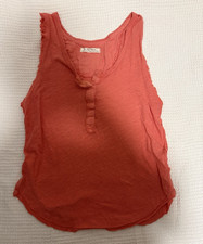 We The Free Women’s Orange Ruffle Henley Sleeveless Knit Tank Top Linen XL Bayan İç Atlet price