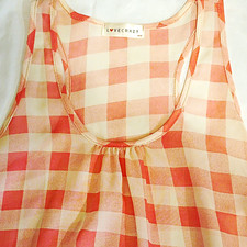 LOVECRAZY Women’s Pink/White Gingham Scoop Neck Sleeveless Tank Pullover M/L Bayan İç Atlet price