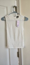 Wild Fable Brand Women's White Solid Ribbed Knit Crew Neck Tank Top S Bayan İç Atlet price