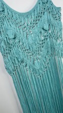 Aqua Macrame Fringe Beach Cover Up Boho Swim Cover One Size Festival Resort A5 Plaj Giysisi price