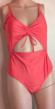 Aéropostale Women's Coral One-Piece Swimsuit Cutout Drawstring Adj Straps Large Plaj Giysisi price
