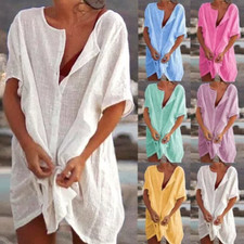 Women Loose Bikini Cover Up Mini Beach T shirt Dress Swimwear Beachwear Plaj Giysisi price
