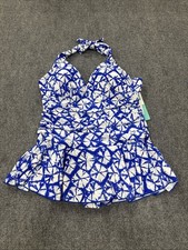 Sea & Sand Beachwear Navy and White One Piece Swimsuit Women’s Size 20 NEW Plaj Giysisi price