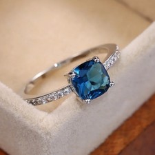 925 Sterling Silver Rings Blue Oval Zircon Women Fashion Jewelry Ring Size 5-10 Bijuteri Yüzük price