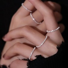 Fashion Silver Gypsophila Flash Chain Finger Ring Women Wedding Jewelry Gift Bijuteri Yüzük price