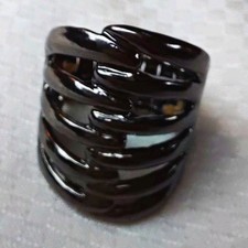 Paparazzi Black Multi-Band Wide Band Fashion Ring No Stone, Adjustable Bijuteri Yüzük price
