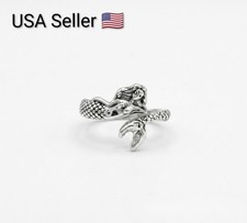 New Retro Mermaid Adjustable Open Ring Unisex Fashion Jewelry Punk Silver Tone Bijuteri Yüzük price