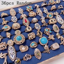 Wholesale 36pcs Rings Mixed Bulk Finger Rings Gemstones Crystal Jewelry Lot Boho Bijuteri Yüzük price