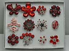WR04  WHOLESALE LOT 12 PCS RED COLLECTION CHIC COCKTAIL COSTUME JEWELRY RINGS Bijuteri Yüzük price