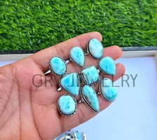 1-500 Pcs Natural Larimar In Wholesale Rings Lot Bulk: Silver Plated Whr-102 Bijuteri Yüzük price
