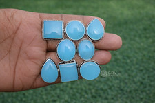 1-500 Pcs Aqua Chalcedony Wholesale Stone Rings Lot Bulk: Silver Plated Whr-106 Bijuteri Yüzük price