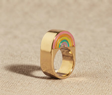 Rainbow ring with enamel brass metal chunky ring for gift Bijuteri Yüzük price