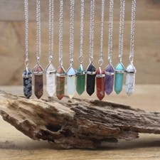 Natural Stone Hexagonal Pendant Necklace Healing Crystal Quartz Chakra Jewelry Renkli Taşlı Kolye price