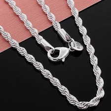 925 Sterling Silver Italian Rope Chain Men's Necklace 4mm - NEW Renkli Taşlı Kolye price