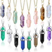 Chakra Crystal Hexagonal Pendants Natural Quartz Stone Healing Pendant Necklace Renkli Taşlı Kolye price