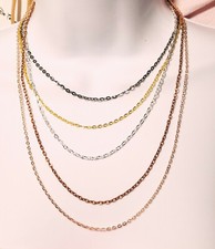 3mm Delicate Necklace chain Silver Gold Gunmetal Copper Bronze Rose OR Stainless Renkli Taşlı Kolye price