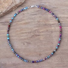 Galaxy Sea Sediment Jasper 4mm Beaded Choker Healing Dainty Women Necklace Gift Renkli Taşlı Kolye price