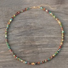 Colorful Sea Sediment Jasper Beaded Choker Healing Dainty Women Necklace Gifts Renkli Taşlı Kolye price
