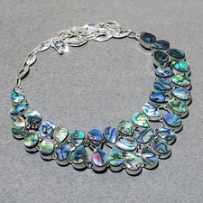 Abalone Shell Pear Shape Gemstone Fashion Ethnic Jewelry Handmade Necklace 18" Renkli Taşlı Kolye price