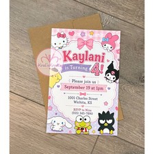 Personalized Hello Kitty & Friends Birthday Invitations - NOT DIGITAL (15 Pack) Davetiye price
